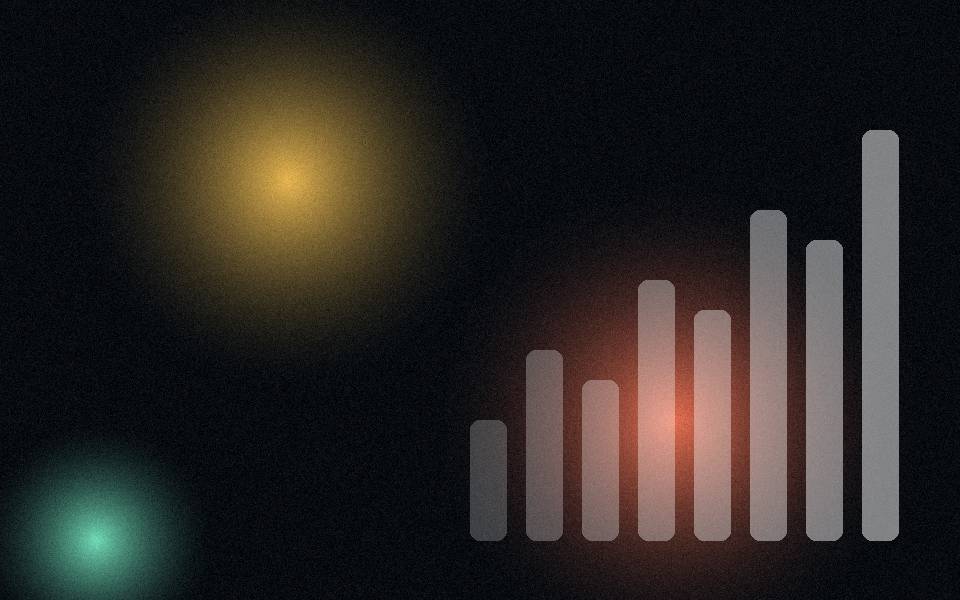 Bar chart rising from left to right on a dark background